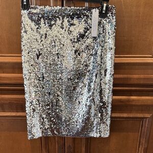 Alice + Olivia Sparkling Silver Pencil Skirt